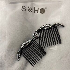 Soho Rhinestone Black Hair Combs